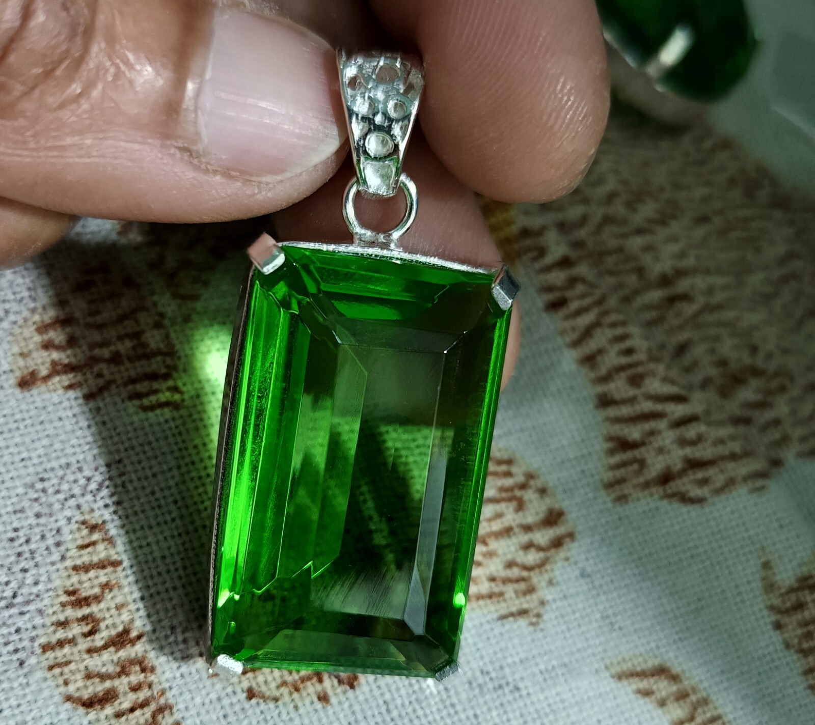 Certified Natural 70.45 Ct Brazilian Emerald Green Topaz Pendant Loose Gemstone