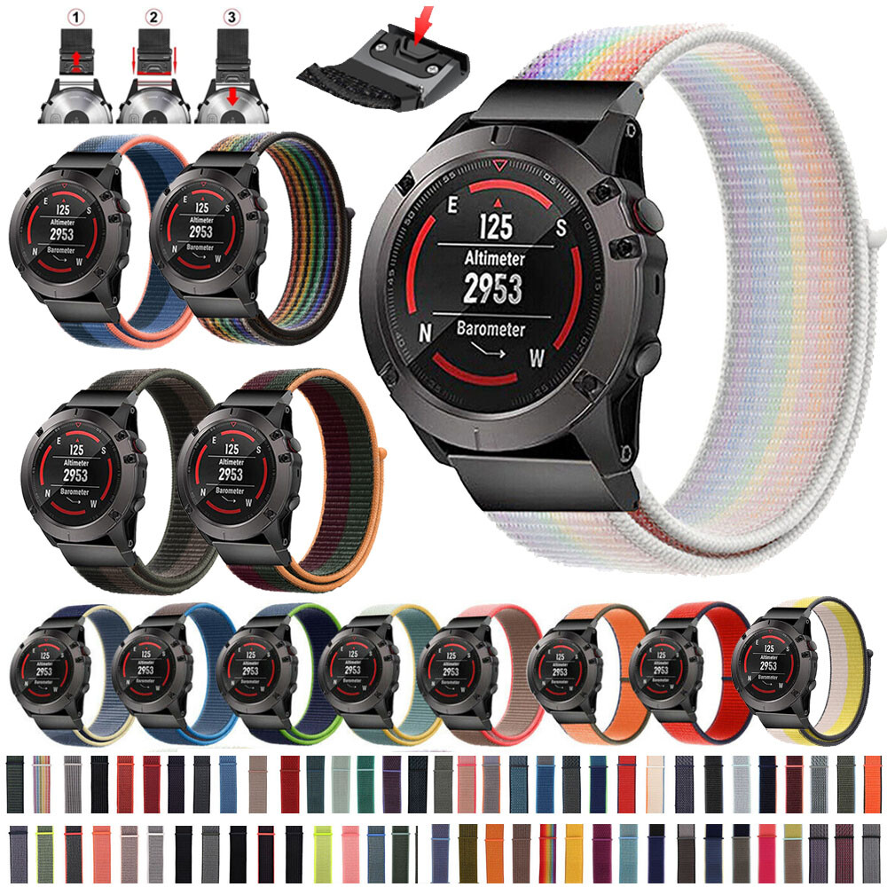 Nylon Loop Watch Band for Garmin Fenix 7S 6S 7 6X Pro 5S 5X Plus 3 HR Epix Strap