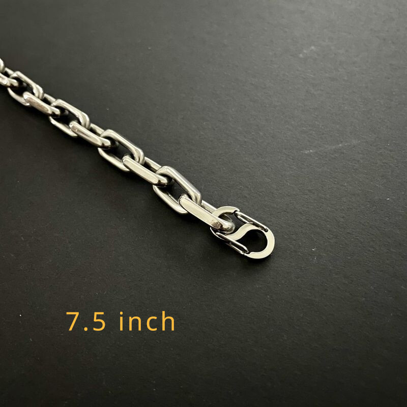 8mm Pure Titanium Chain Bracelet for Men’s Flat O-Chain Anti Allergy 7.5 Inch