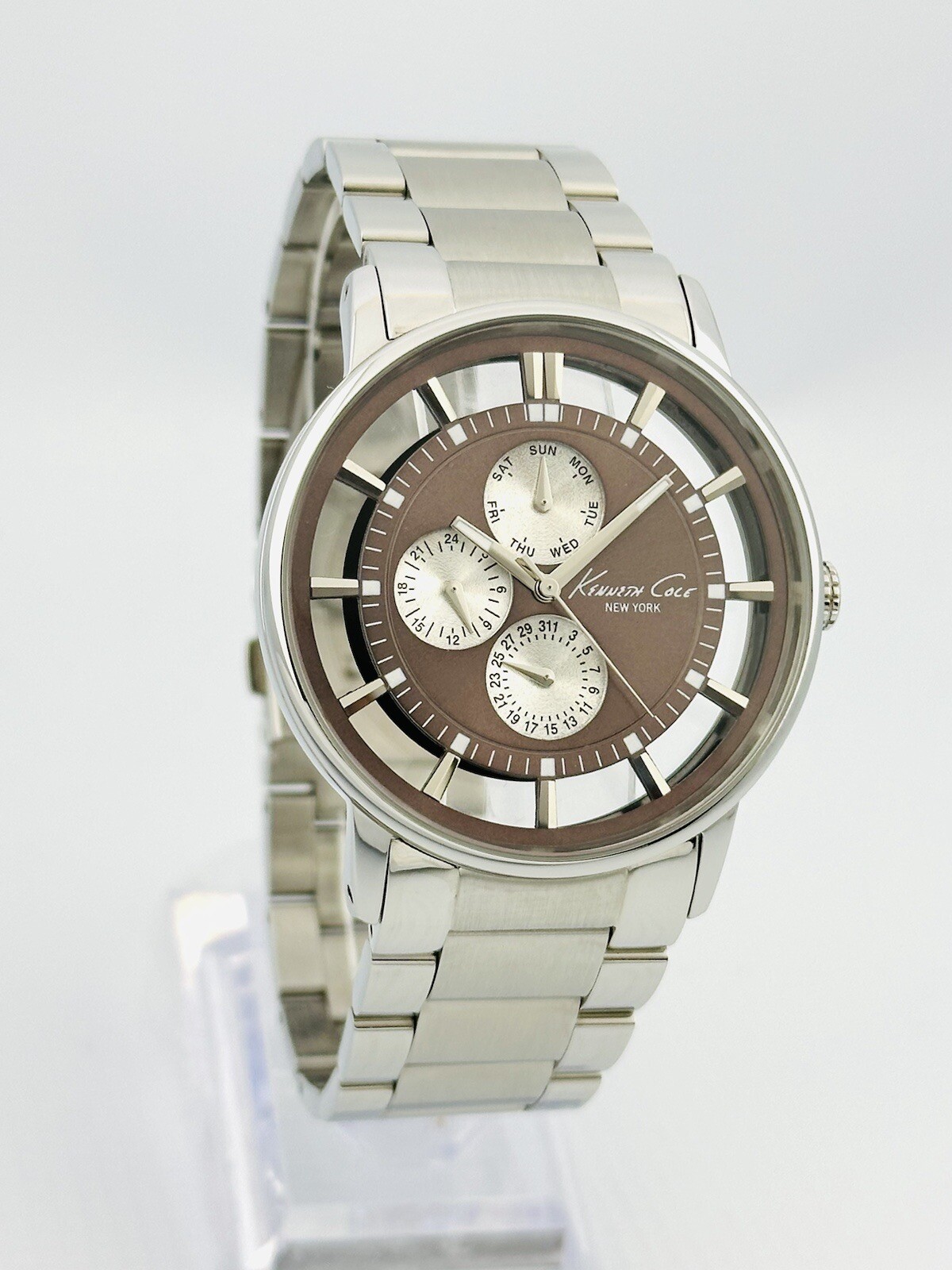 Kenneth Cole KC9114 Men’s Iron Brown Transparent See-Through Dial Steel Watch