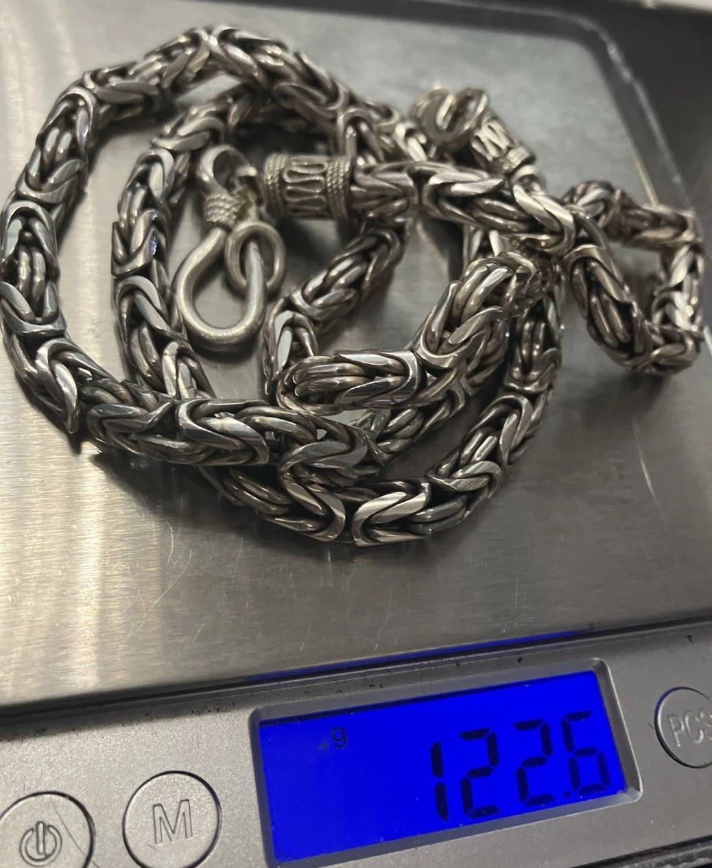 Sterling Silver 925 Bali Byzantine Antique Finish Necklace 122.6grams 25.5inches