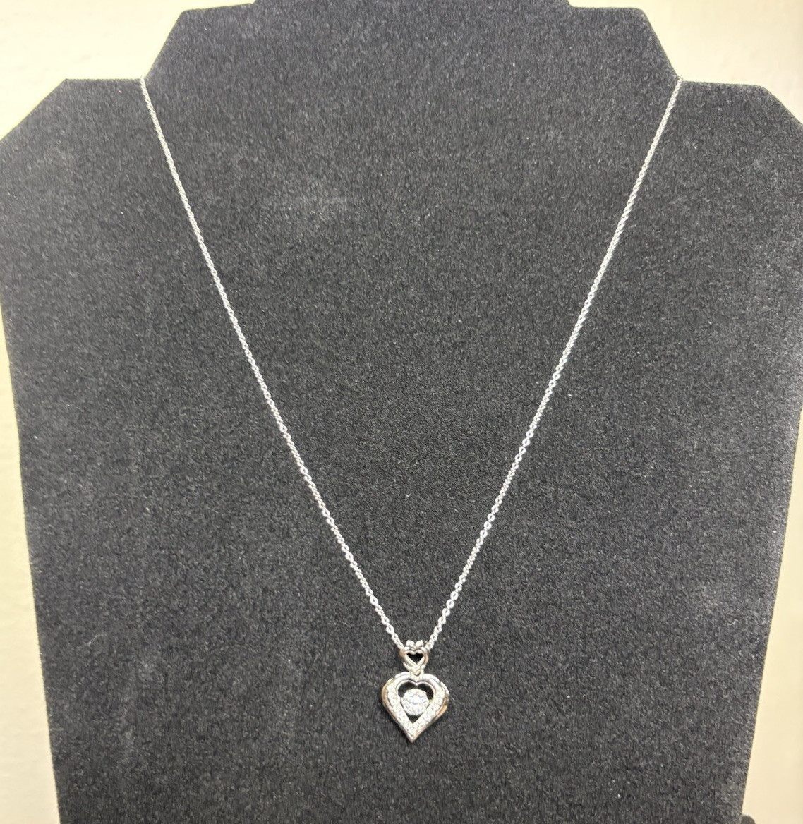“Heart Charm Pendant Necklace” Moissanite 925 16in-18in Adjustable