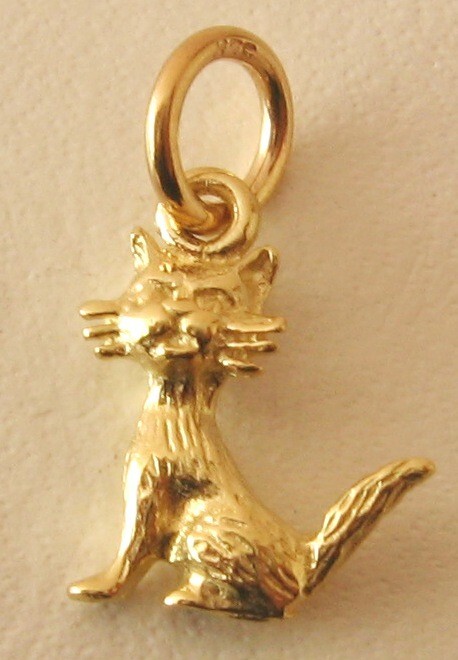 GENUINE SOLID 9K 9ct YELLOW Gold 3D CAT ANIMAL CHARM/PENDANT
