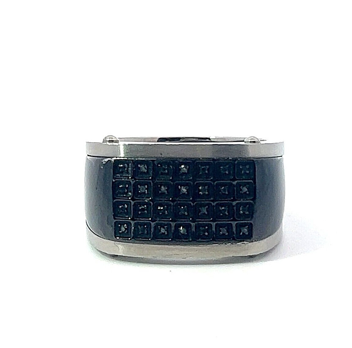 Shaquille O’Neal 10mm Stainless Steel Enhanced 0.14 CTW Black Diamonds Band Ring