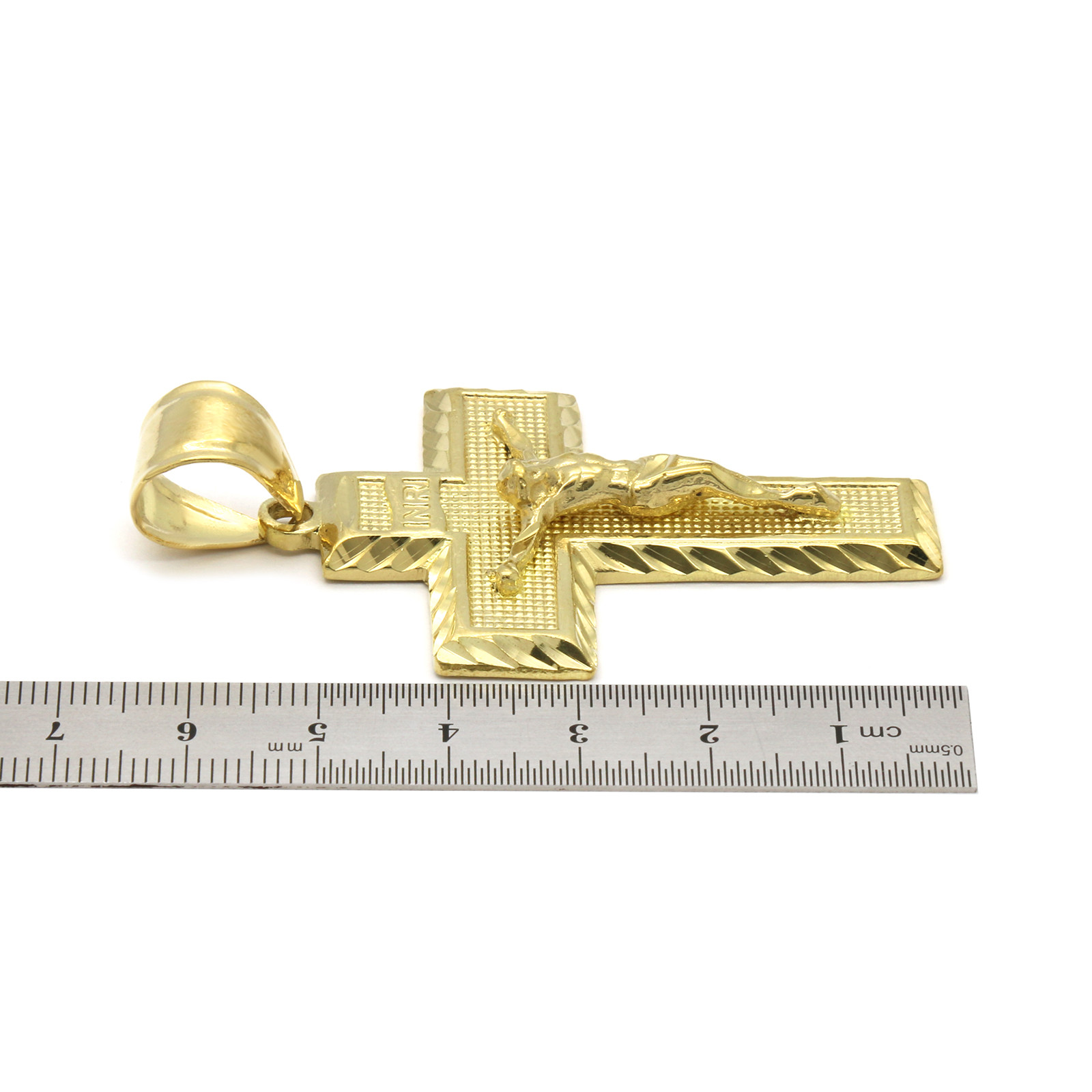 Men’s 18k Gold Plated JESUS CROSS (L) Hip-Hop Pendant 6mm Cuban Chain Necklace