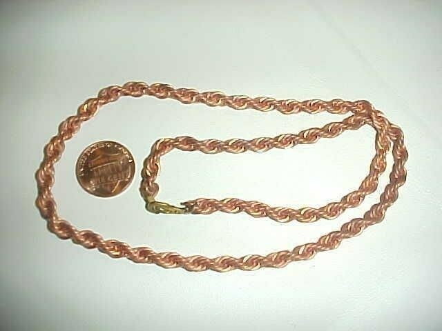 VINTAGE COPPER COATED THICK 5mm. FRENCH ROPE FANCY 20″ CHAIN NECKLACE E5