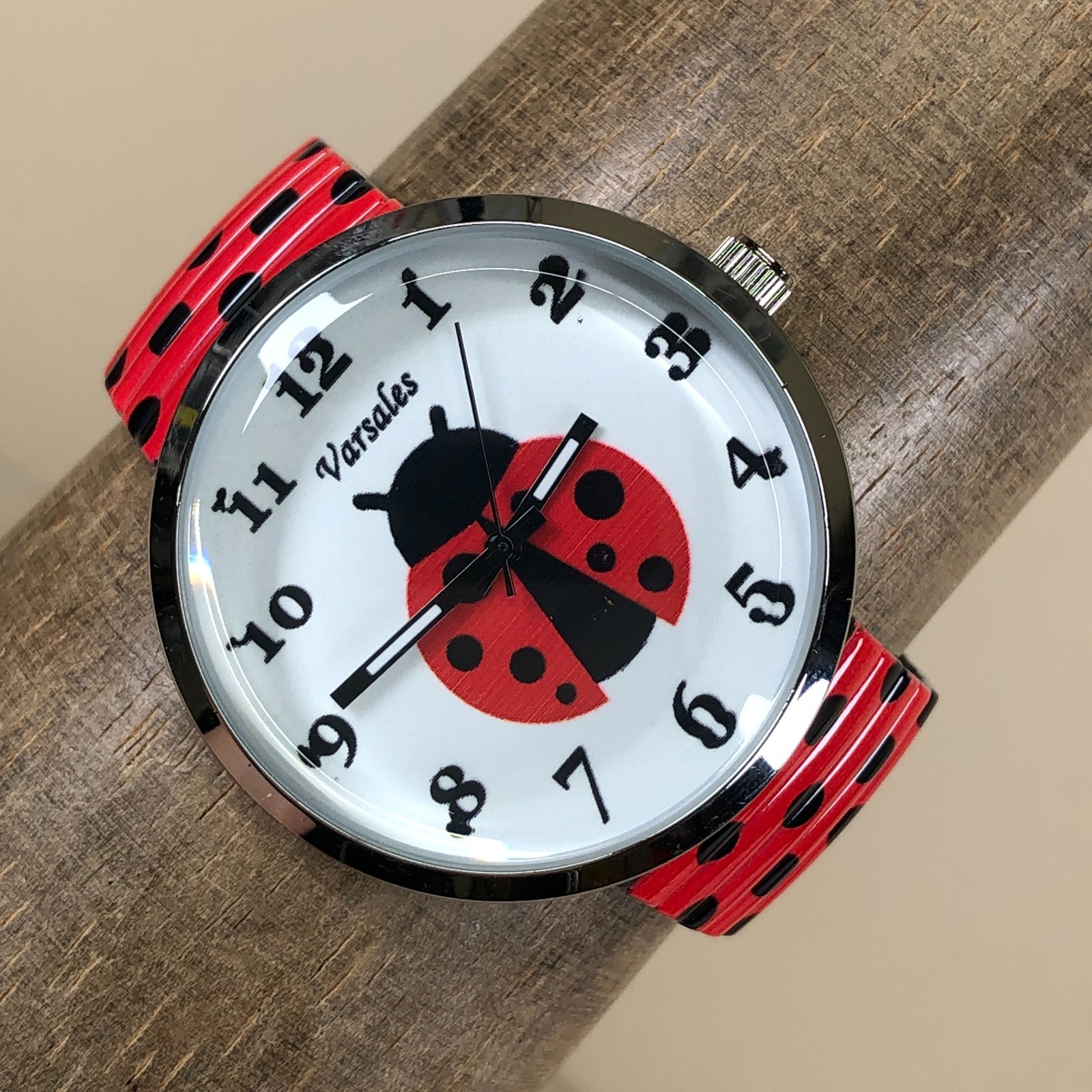 Varsales Women Dress Red Lady Bug Expansion Band Quartz Analog 41mm Watch 7″