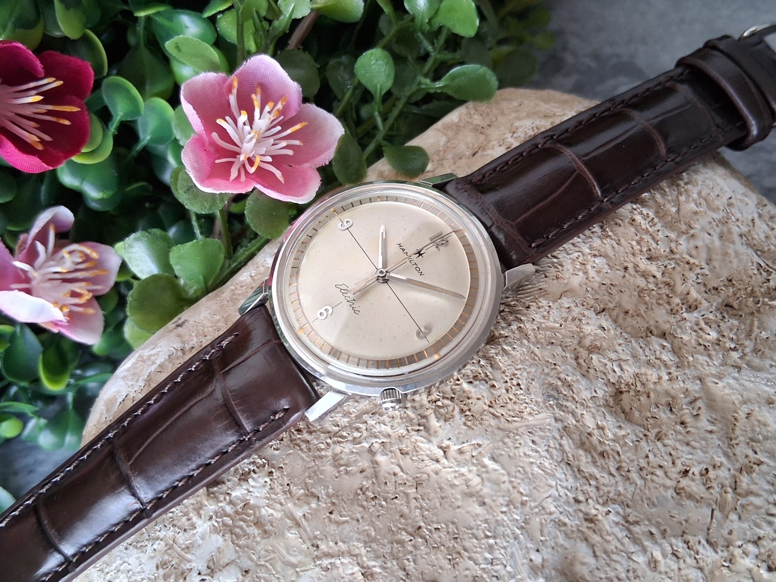 Serviced 1964 Hamilton Electric Nautilus 503 Men’s Vintage Watch New Crocodile