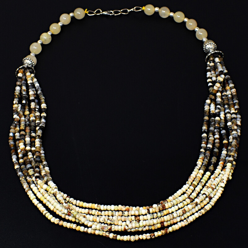 322 Cts Earth Mined Dendrite Opal & Aventurine Beads Necklace Jewelry JK 03E292