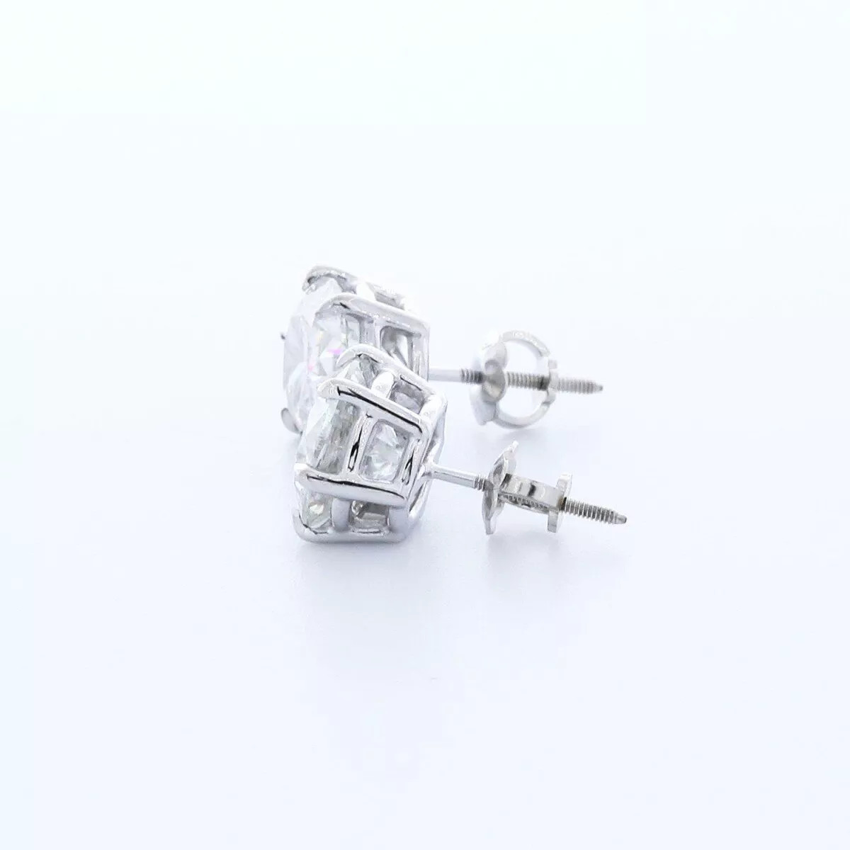 Stud Earrings Solid 14K White Gold Classic 3.01 CT Round Natural Diamond F VS2