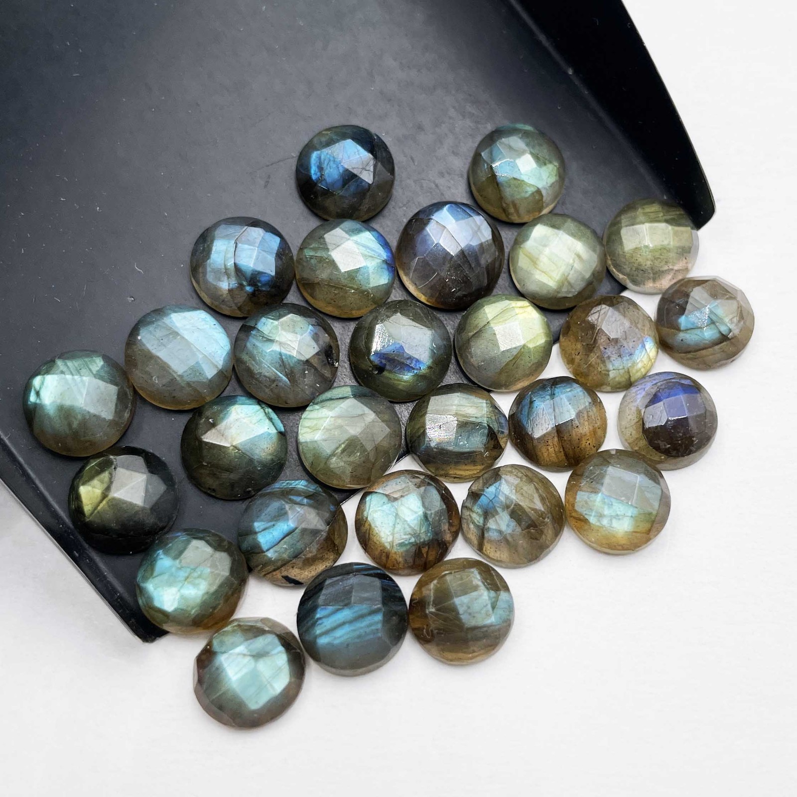 Natural Labradorite Round Checker Cut Loose Gemstone Lot 56 Pcs 8 MM 100 CT