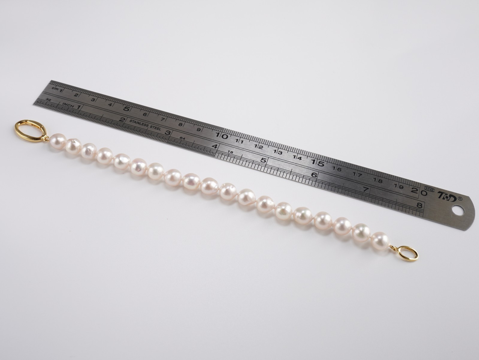 8-8.4mm Baroque White Japanese Akoya pearl Bracelet Sterling Sliver Clasp, 8″