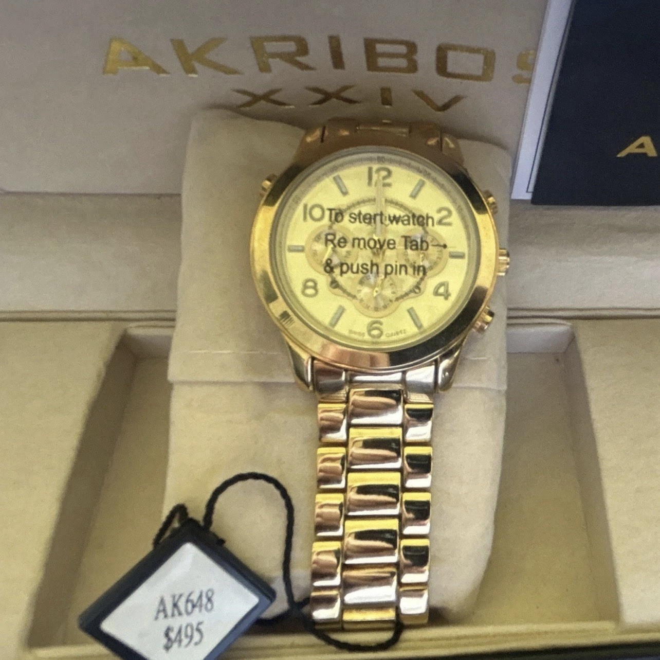 Akribos XXIV AK648 Women’s Gold Tone Quartz Multifunction Bracelet Watch w/ Box