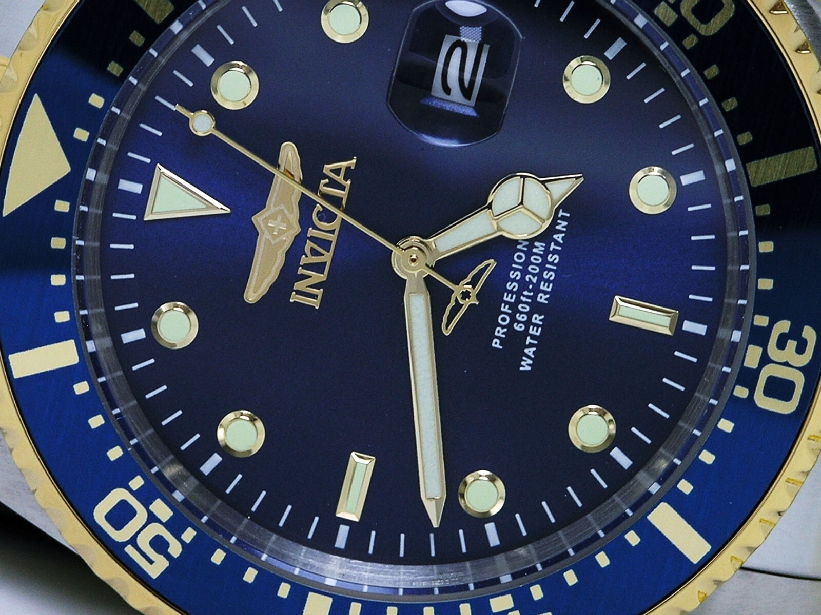 NEW INVICTA 22058 PRO DIVER COIN EDGE BLUE WATCH TU TONE STAINLESS STEEL 43MM