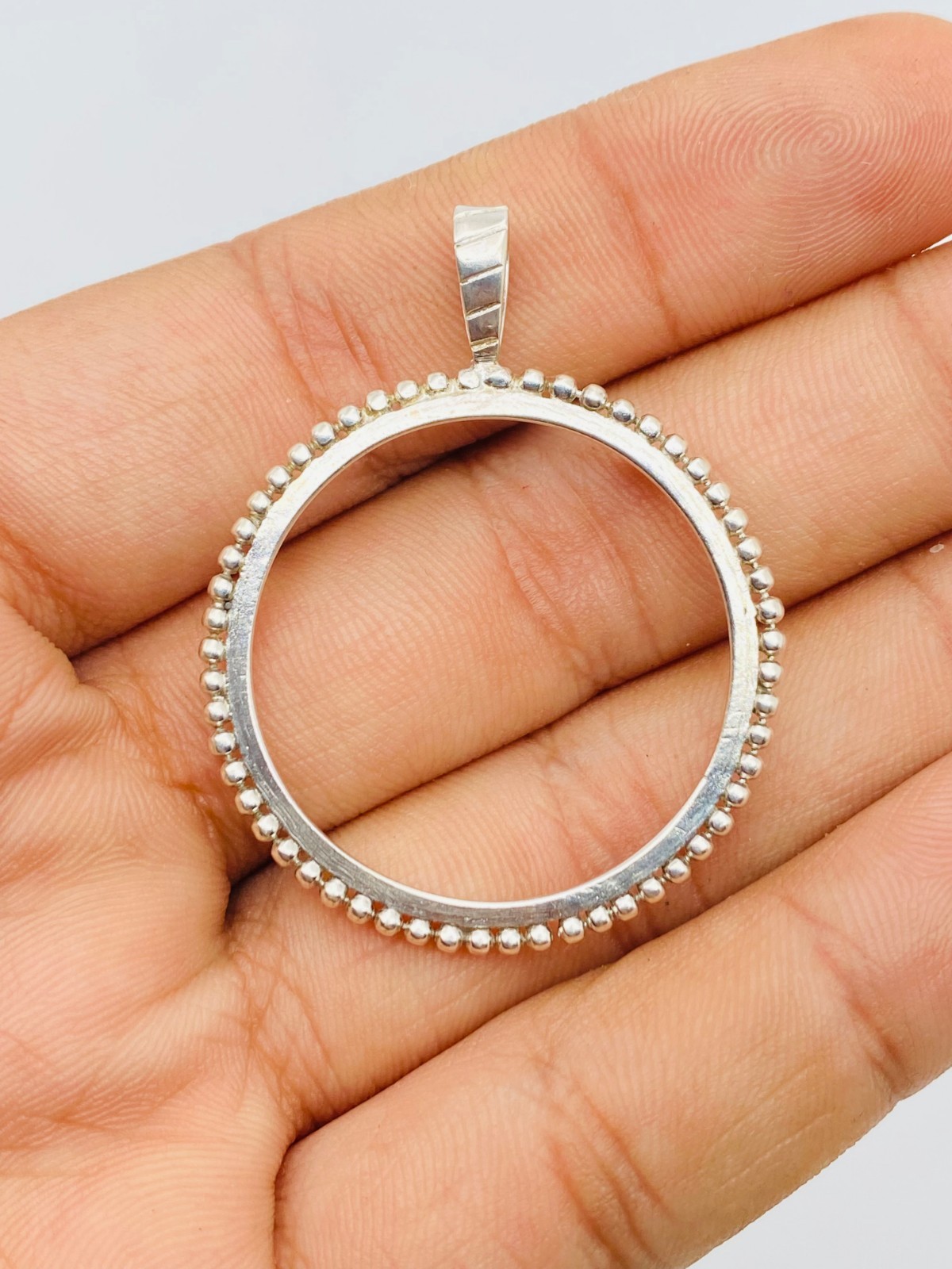 925 Solid Sterling Silver Round Pendant Blank Bezel Holder Coin Handmade