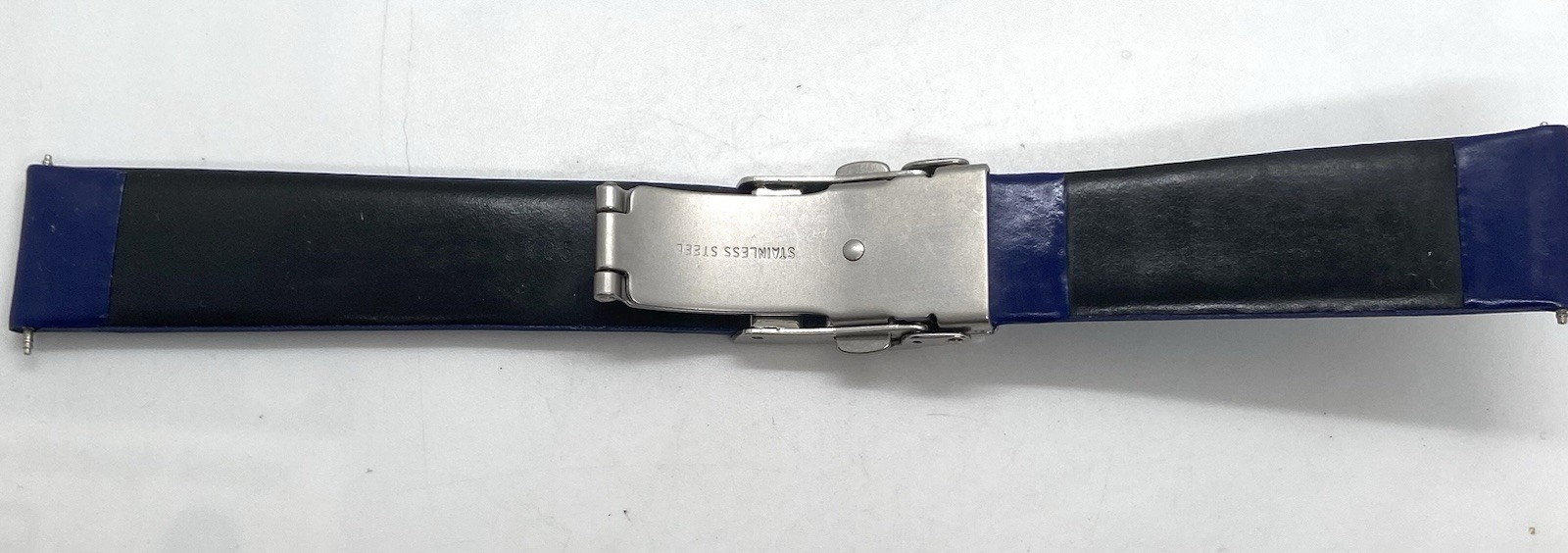 NEW NOS BLUE Watch Band 18mm Lugs Sport Push Button Deployant 6-3/8” Long