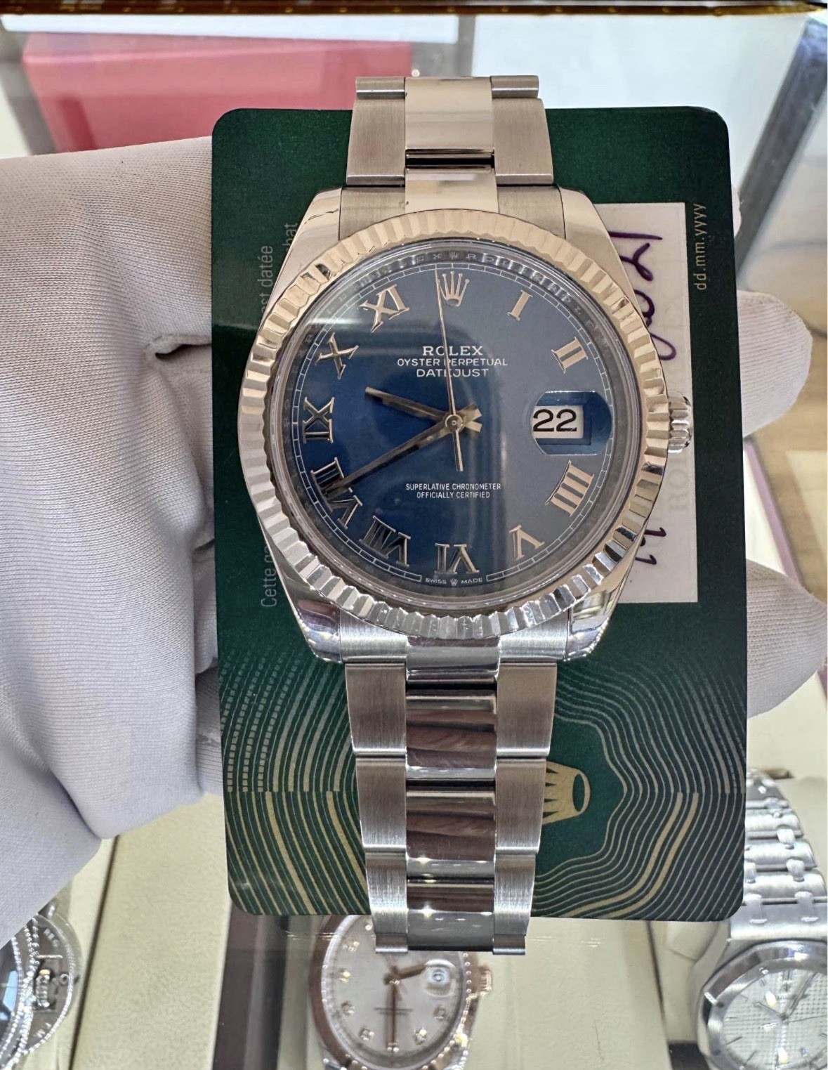 Rolex Datejust 41 Blue Roman Dial Fluted Bezel Stainless Steel Bracelet – 126334