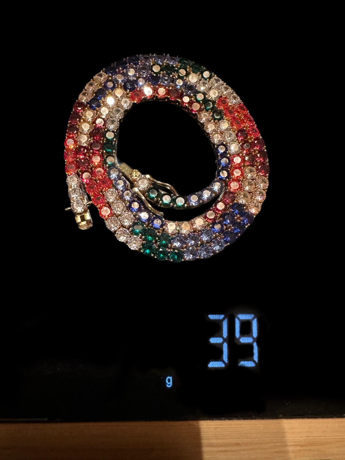 4mm RAINBOW Sapphire 70ctw Lab Sim Diamond Chain Necklace Heavy 40g