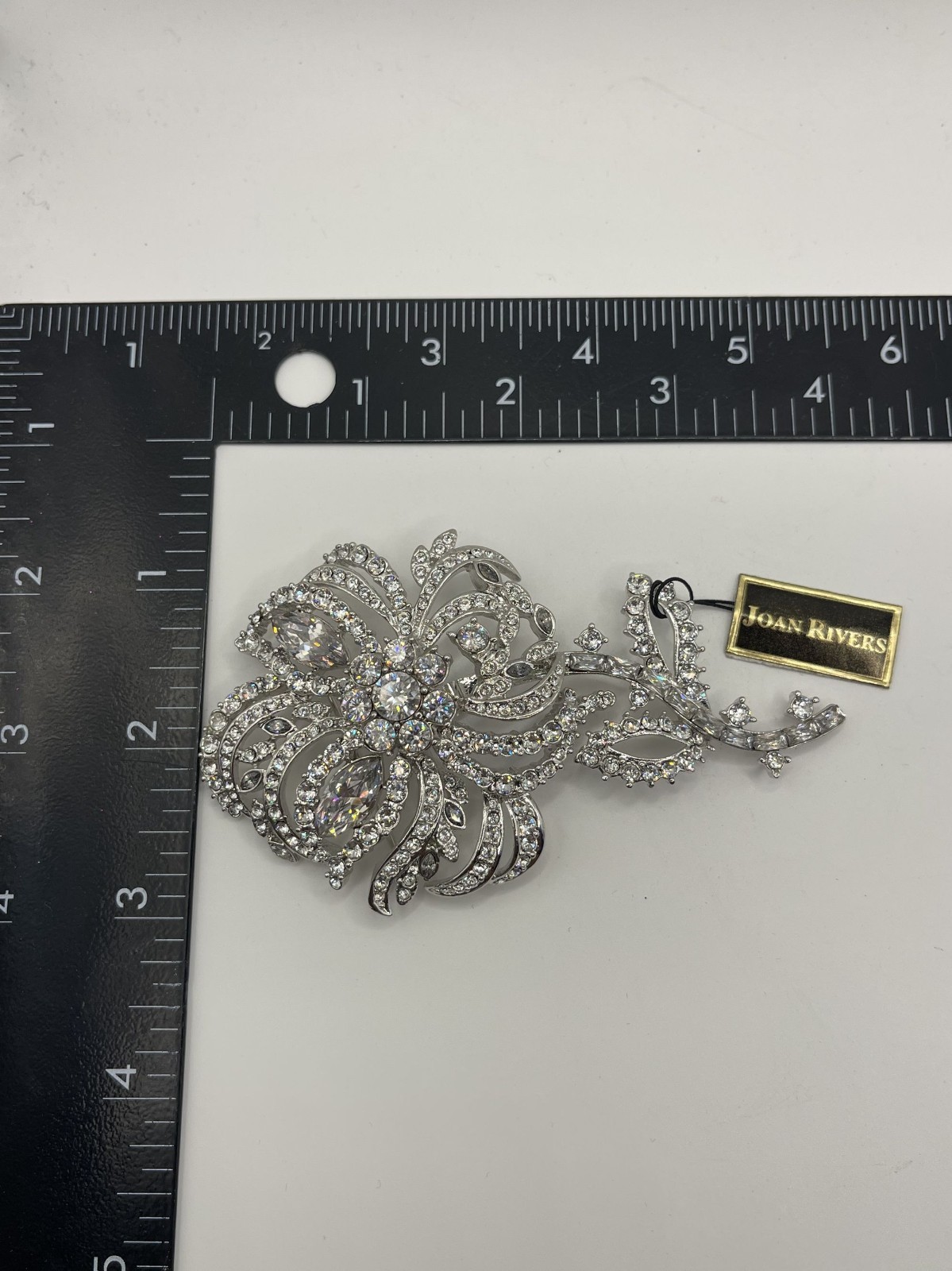 Joan Rivers Private Collection Crystal Flower Brooch Pin Removable Stem