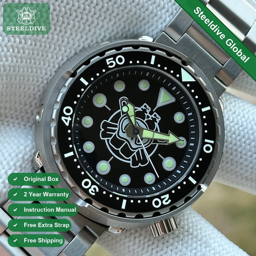 STEELDIVE SD1975P Mens 47.5mm 300M Automatic Dive Watch NH35 Sapphire Steel