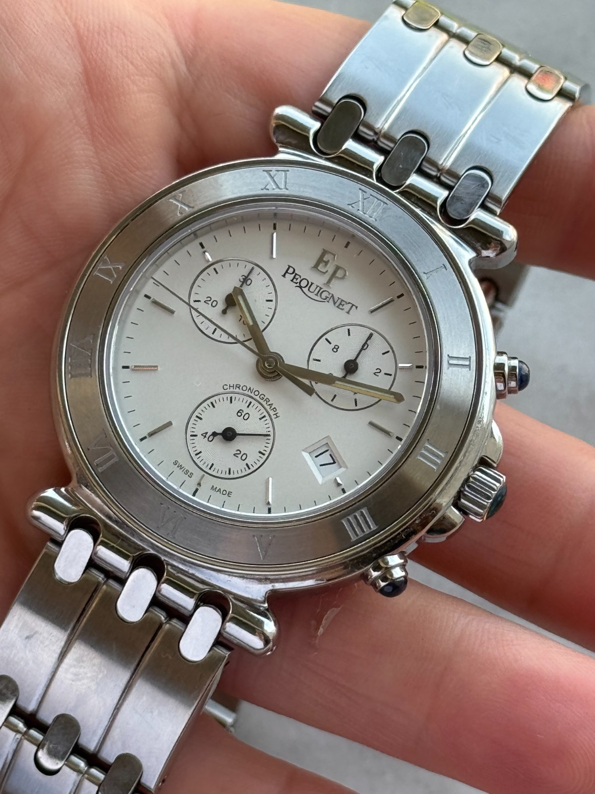 Pequignet Moorea Classique Chronograph Watch Quartz Mens 42mm Swiss 1350433