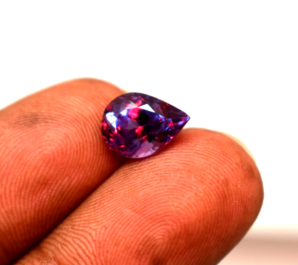Certified Russian Natural Color Change Alexandrite 4 Ct Pear Cut Loose Gemstone