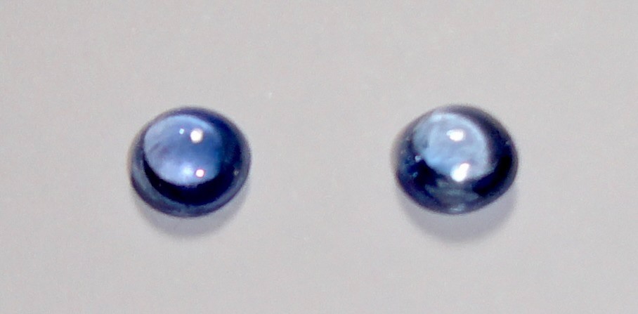Pair 5.4 mm Blue Round CAB 1.65 Ct Pretty Ceylon Sapphire Gemstones