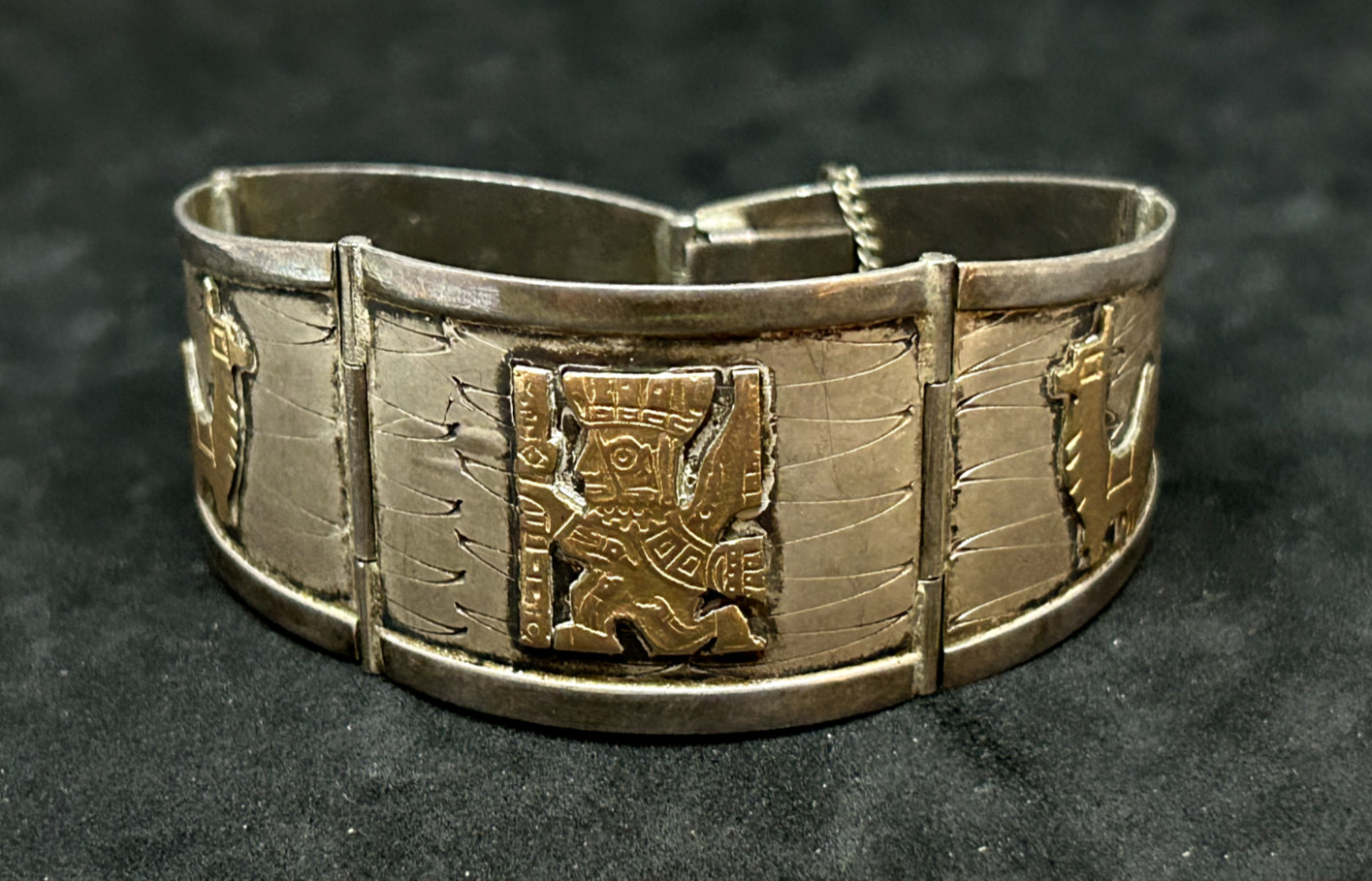 18K Gold 925 Sterling Peruvian Handmade Bracelet 7in – 30.0g