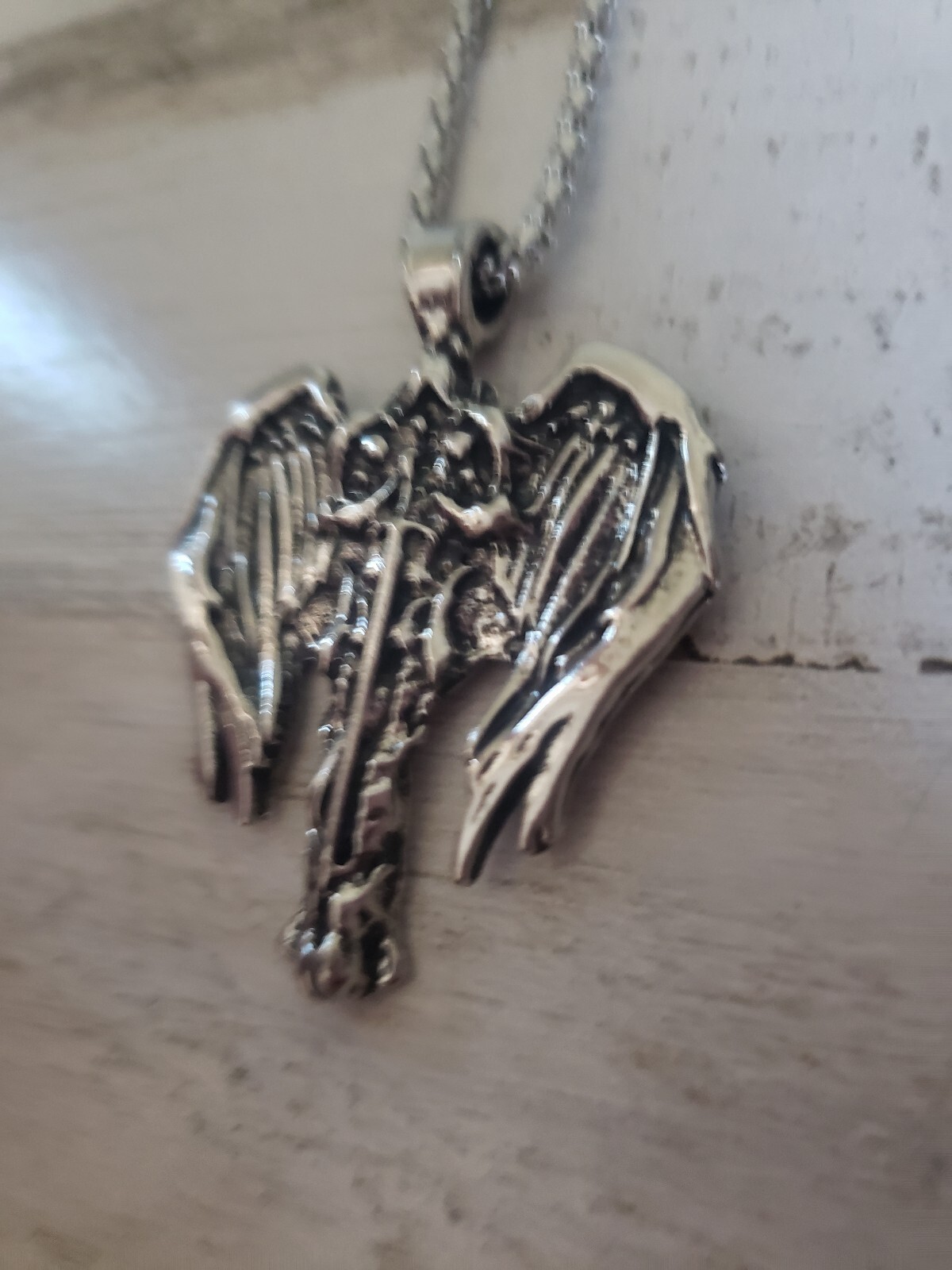 Wings necklace angel cool silver men man women goth jewelry gothic gift