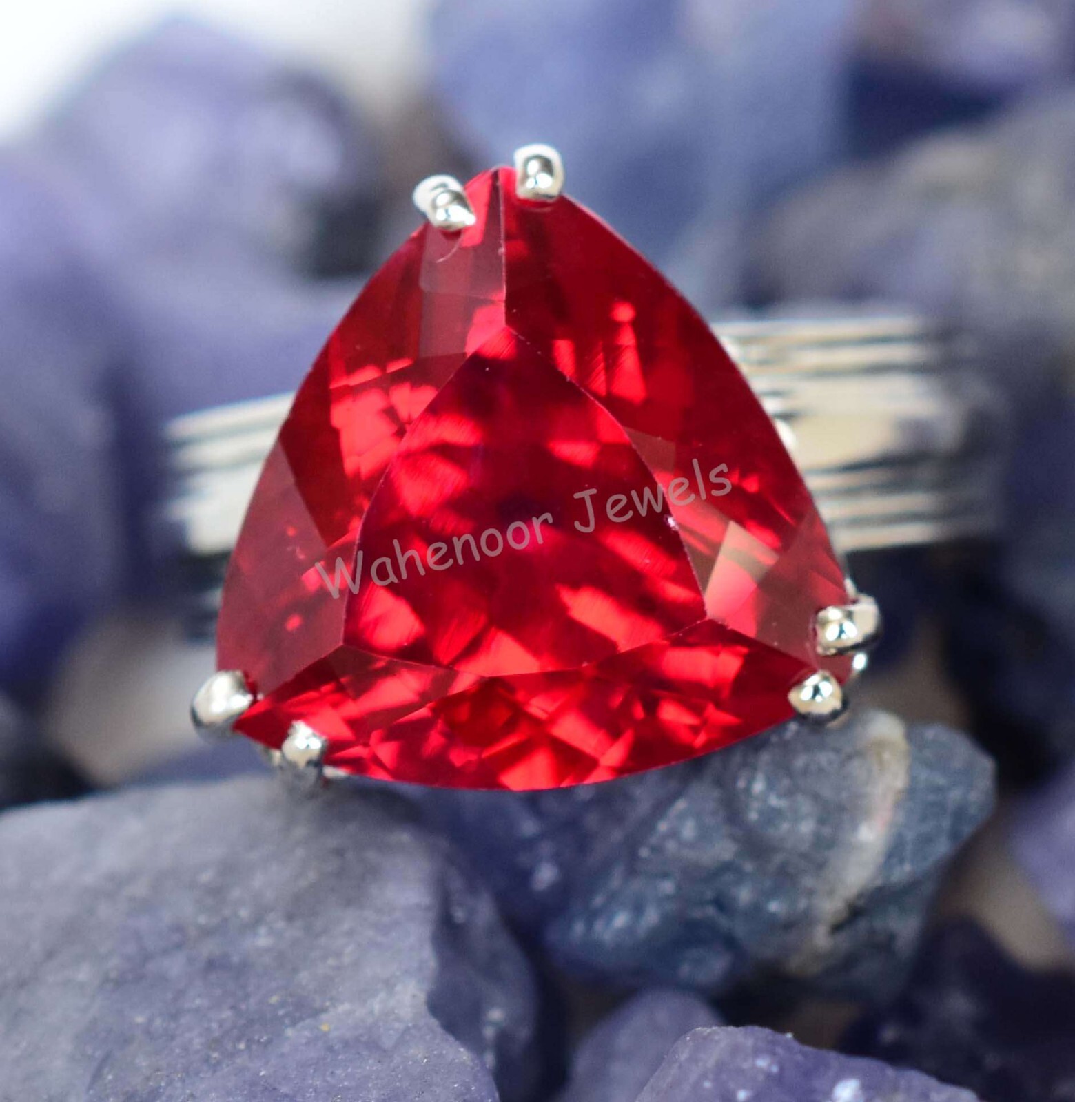 925 Sterling Silver Ring Natural Ruby 15 MM Round Wedding Ring CERTIFIED