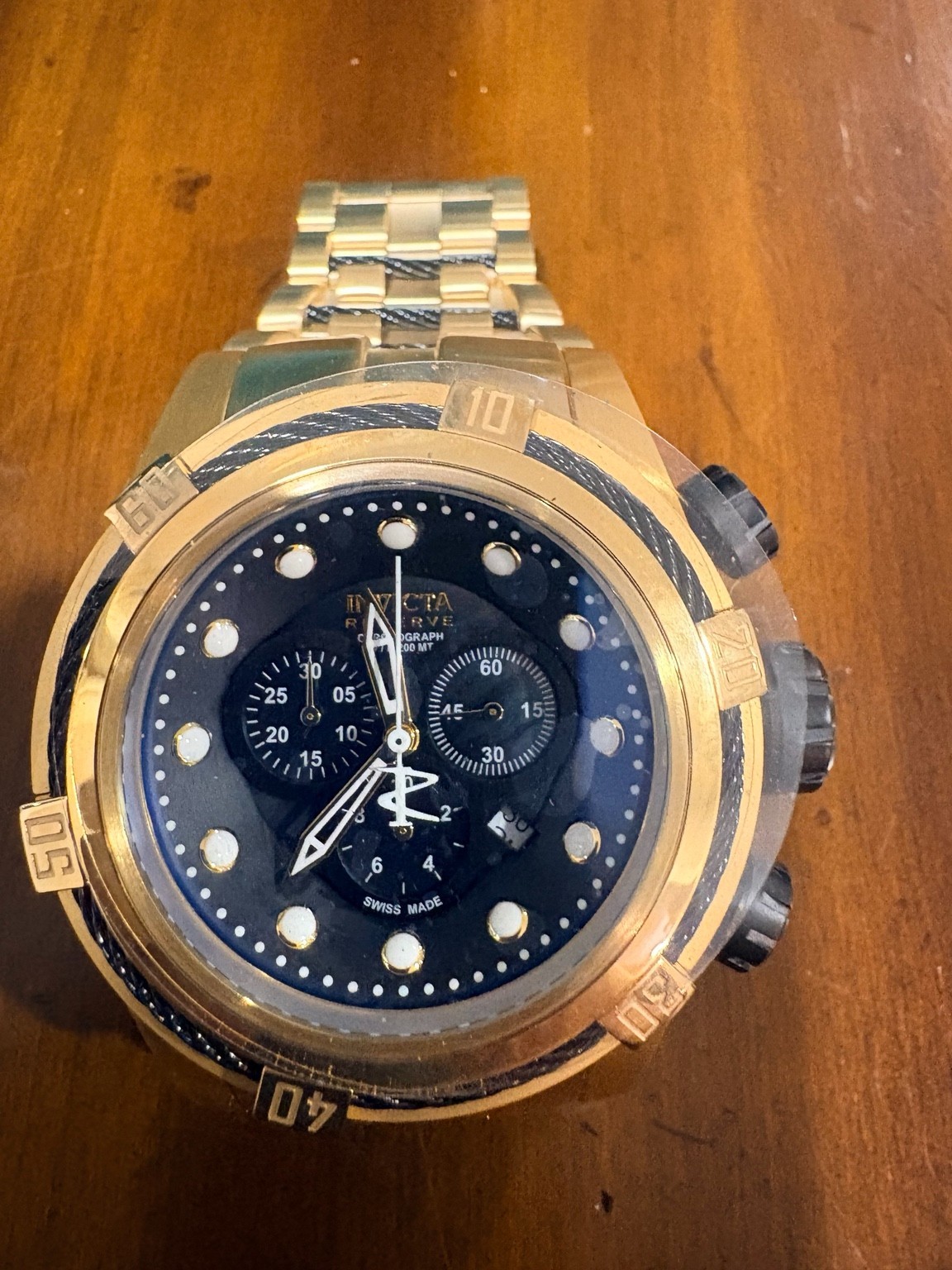 Invicta Reserve Bolt Zeus 12737 Swiss Chronograph Gold Black 53mm Watch