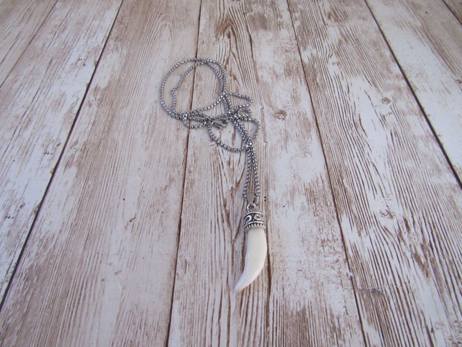 Red Fox Tooth Pendant Necklace Animal Bone Spirit Animal Jewelry Chain