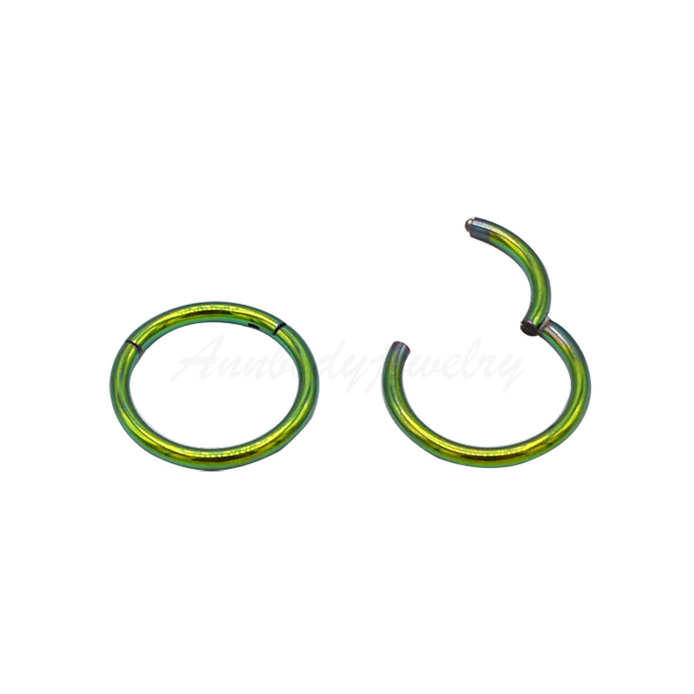 20G 18G 16G 14G Green Color HINGED Segment Nose Ring Septum Clicker Daith Hoop
