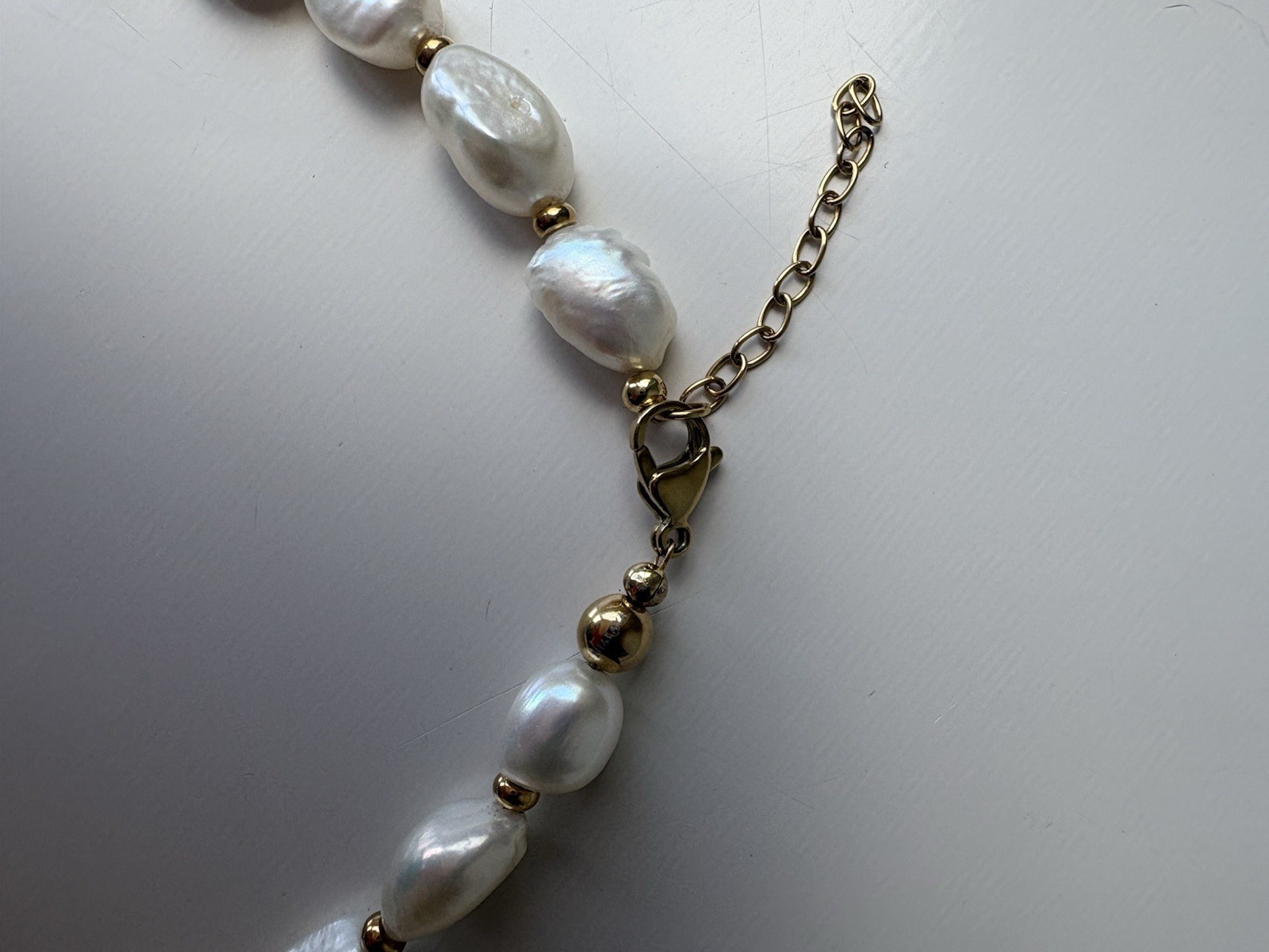 Nialaya Men’s Baroque Freshwater Pearl Necklace 18k Gold Plated 20 Inches Long