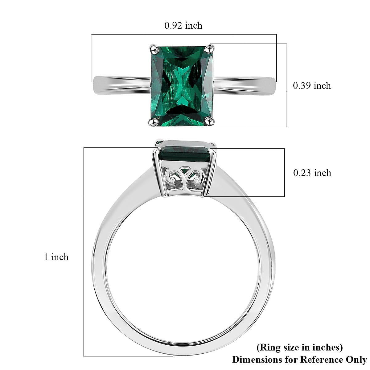 AAA Lab Grown Emerald 2.17 ctw Solitaire Ring in 10K White Gold Size 9.0