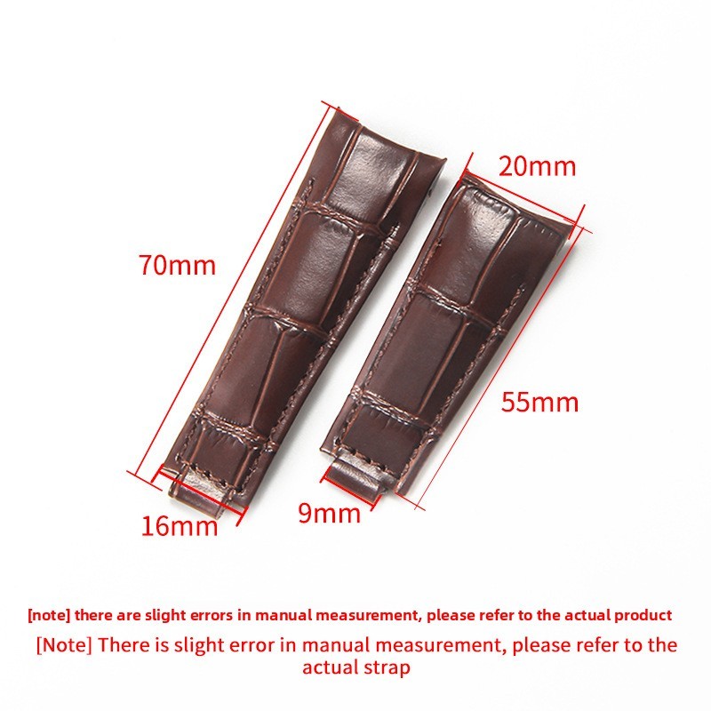 Premium Curved Genuine Leather Watch Straps Mens Band 20mm for Rolex with Tools