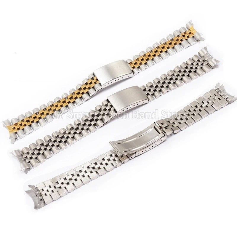 13 – 20mm Stainless Steel Curved End Jubilee Watch Band Bracelet Fits for Rlx