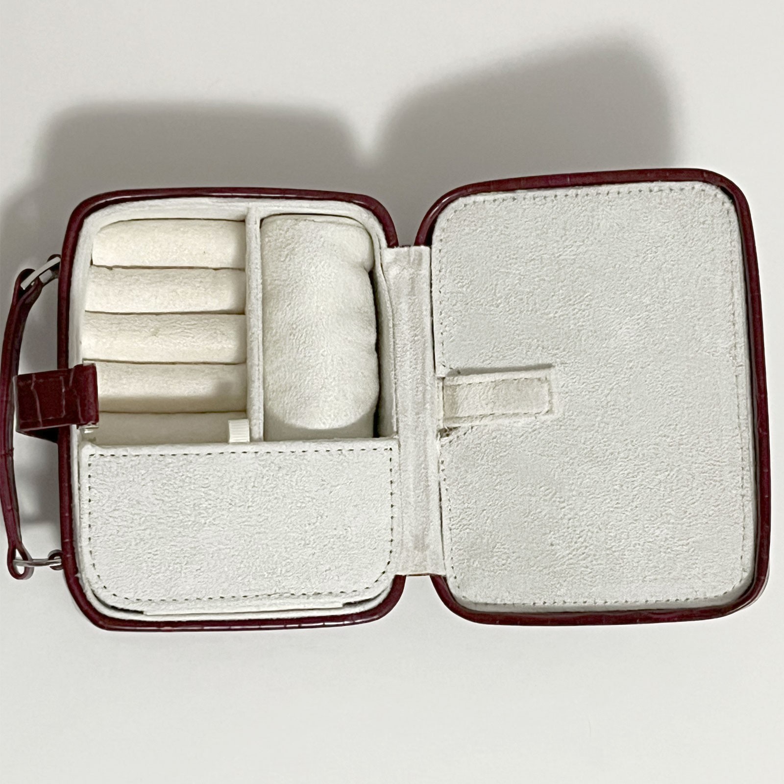 Mini Red Travel Jewelry Box with Handle