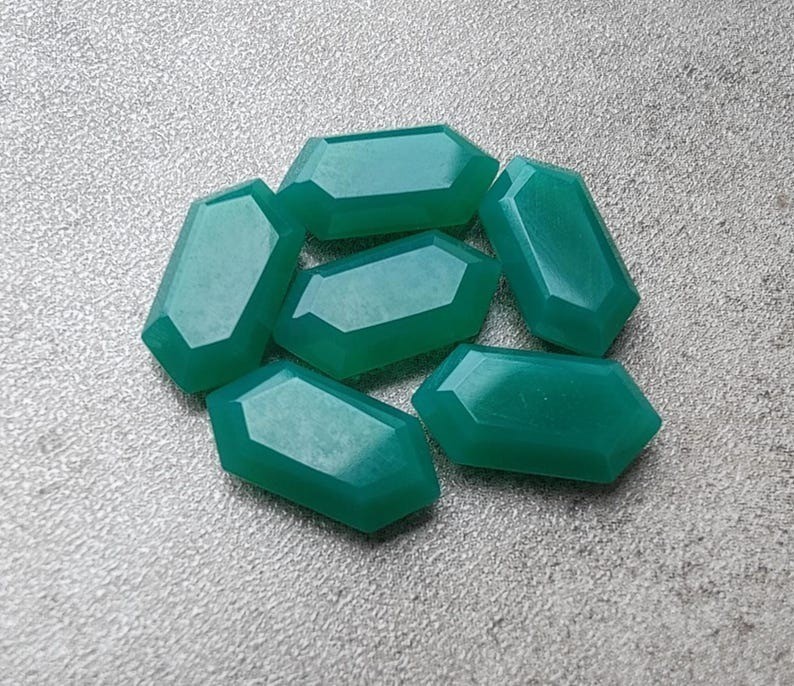 Natural Green Onyx Hexagon Flat Faceted Cut AAA Quality Calibrated Gemstones