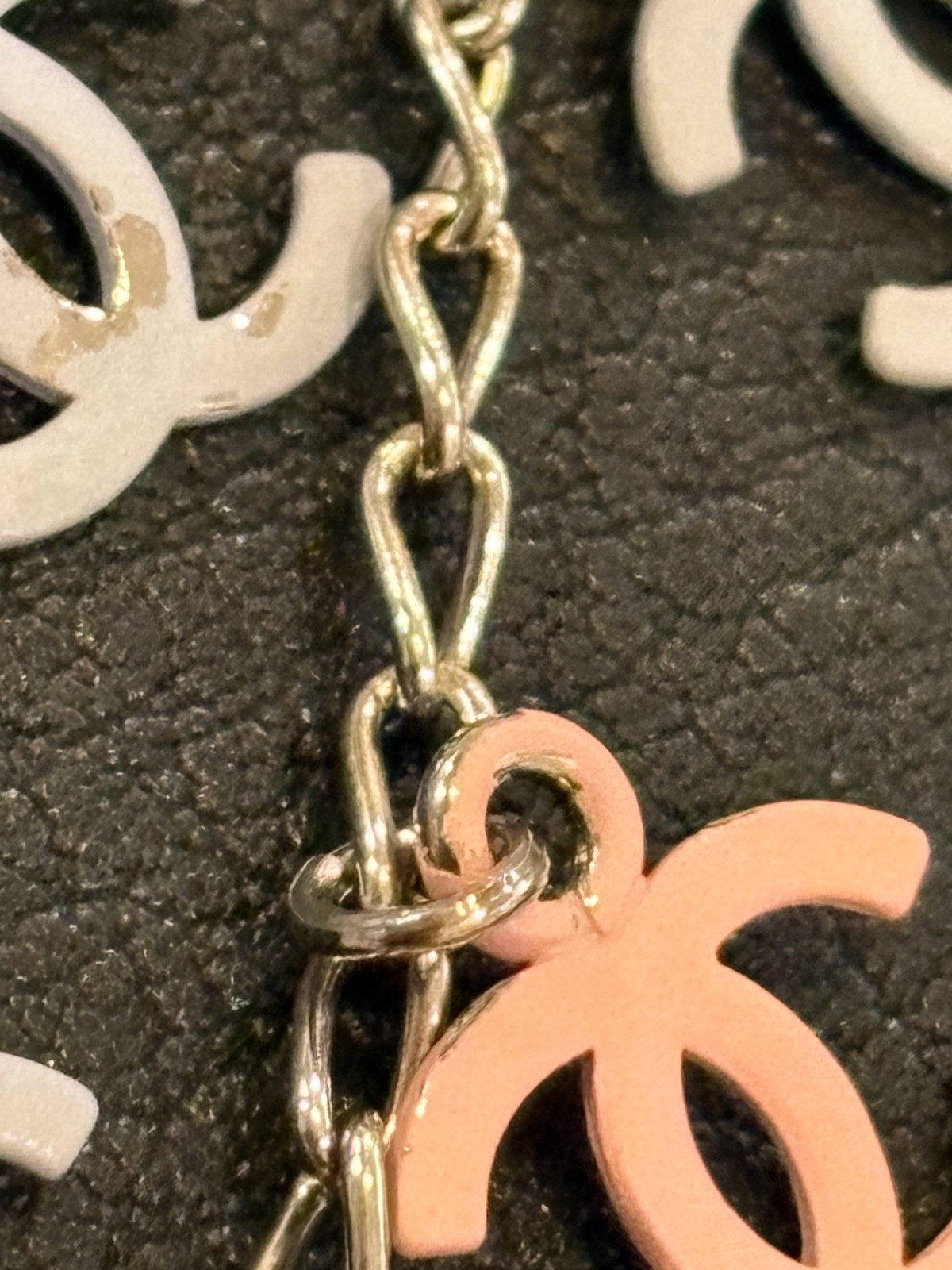 CHANEL Necklace Pendant choker Coco Mark CC Logo Auth Silver kenjp Blue Pink