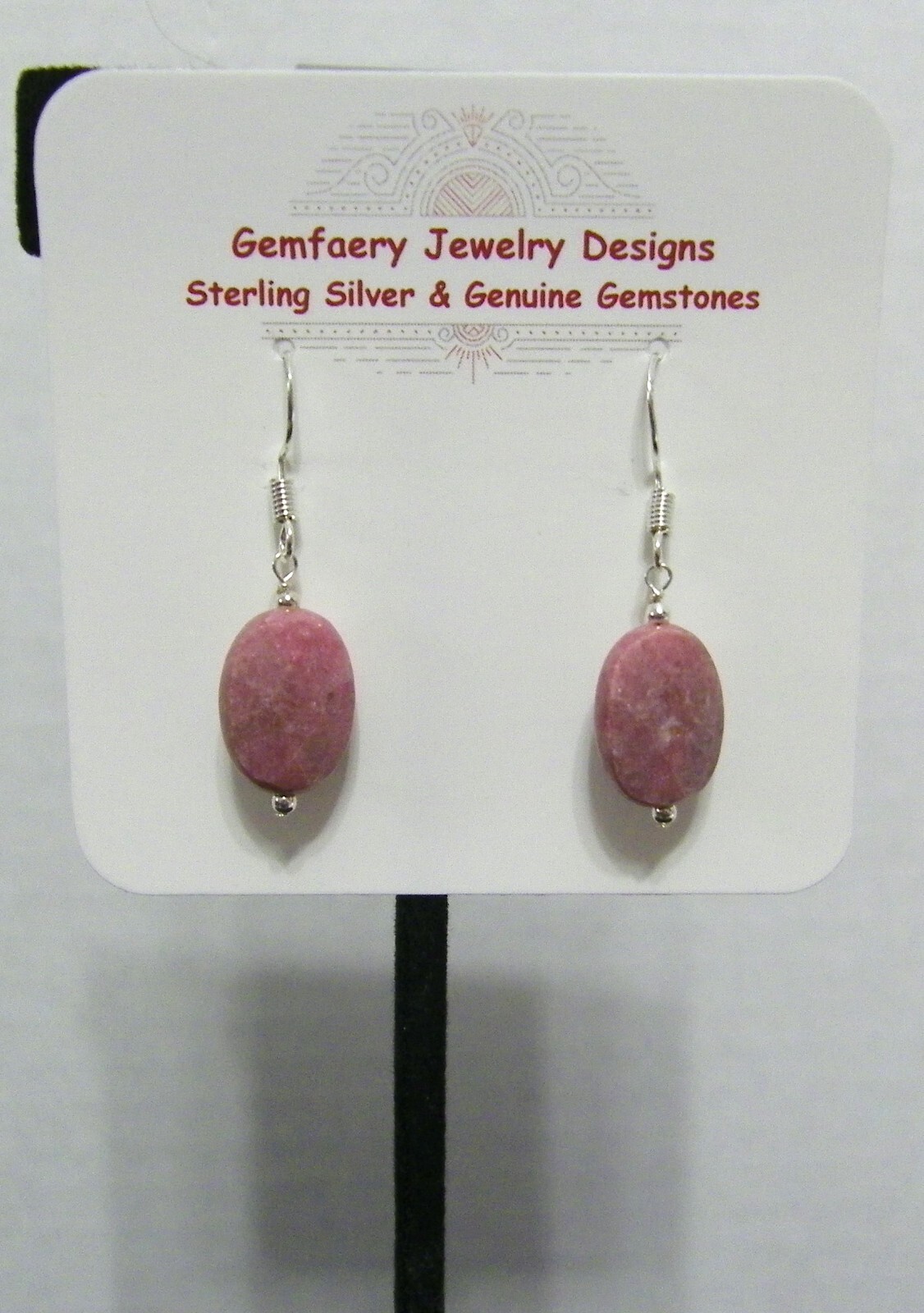 Sterling Silver Faceted RHODONITE Gemstone Dangle Earrings #1946…Handmade USA