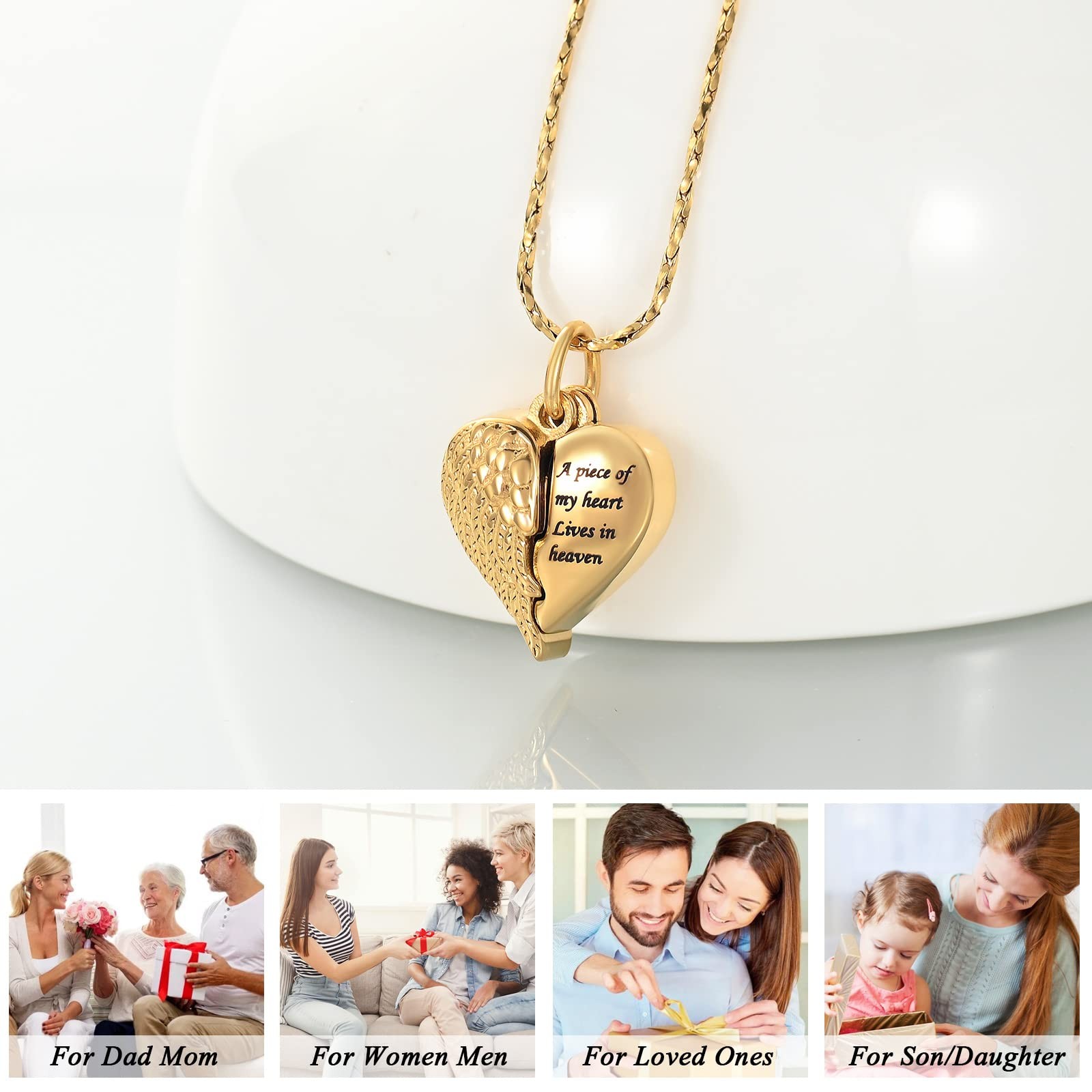 Heart Cremation Urn Necklace Pendant for Human Ashes – A Piece of My Heart Li…