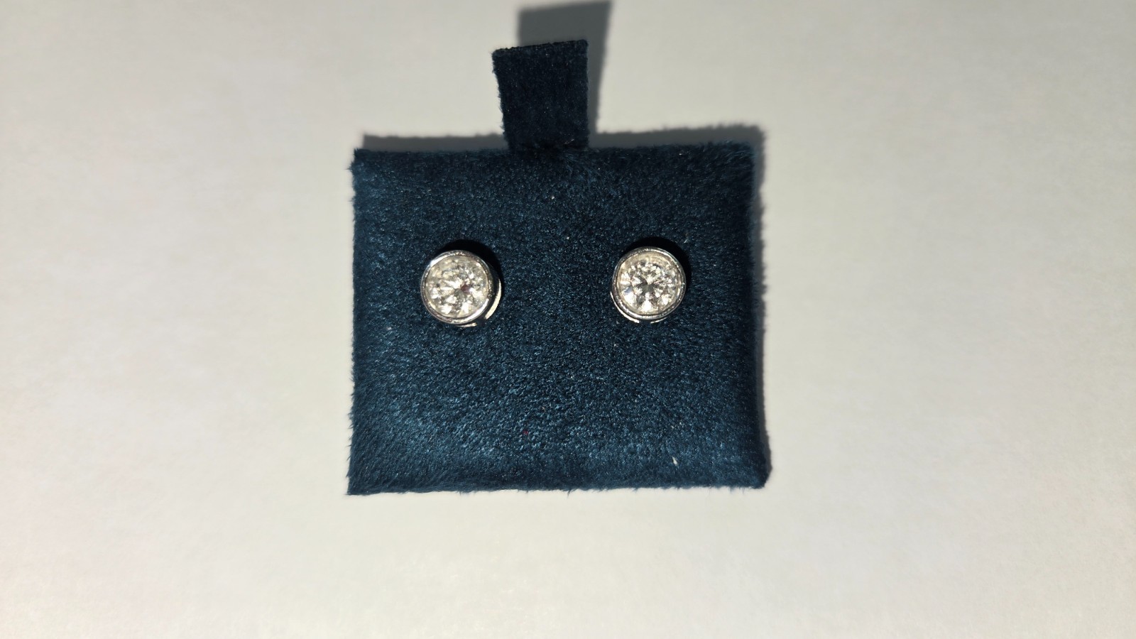 1.00 TCW Lab Grown Diamond Earrings 14K White Gold Bezel Studs F/VS