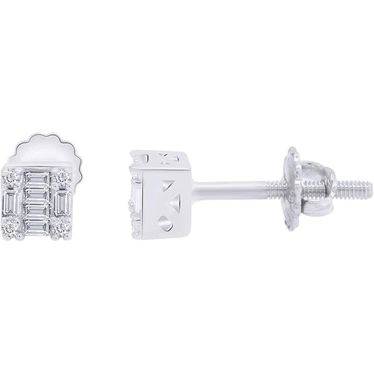1/4 Ct Halo Stud Earrings with Screw Back Lab Grown Diamond In 14k Gold