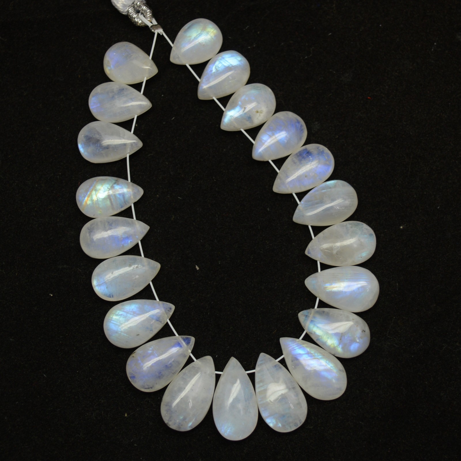21 Pcs 91 Cts Natural Rainbow Moonstone Briolette Gemstone 11×8-15×8 mm #R-13580