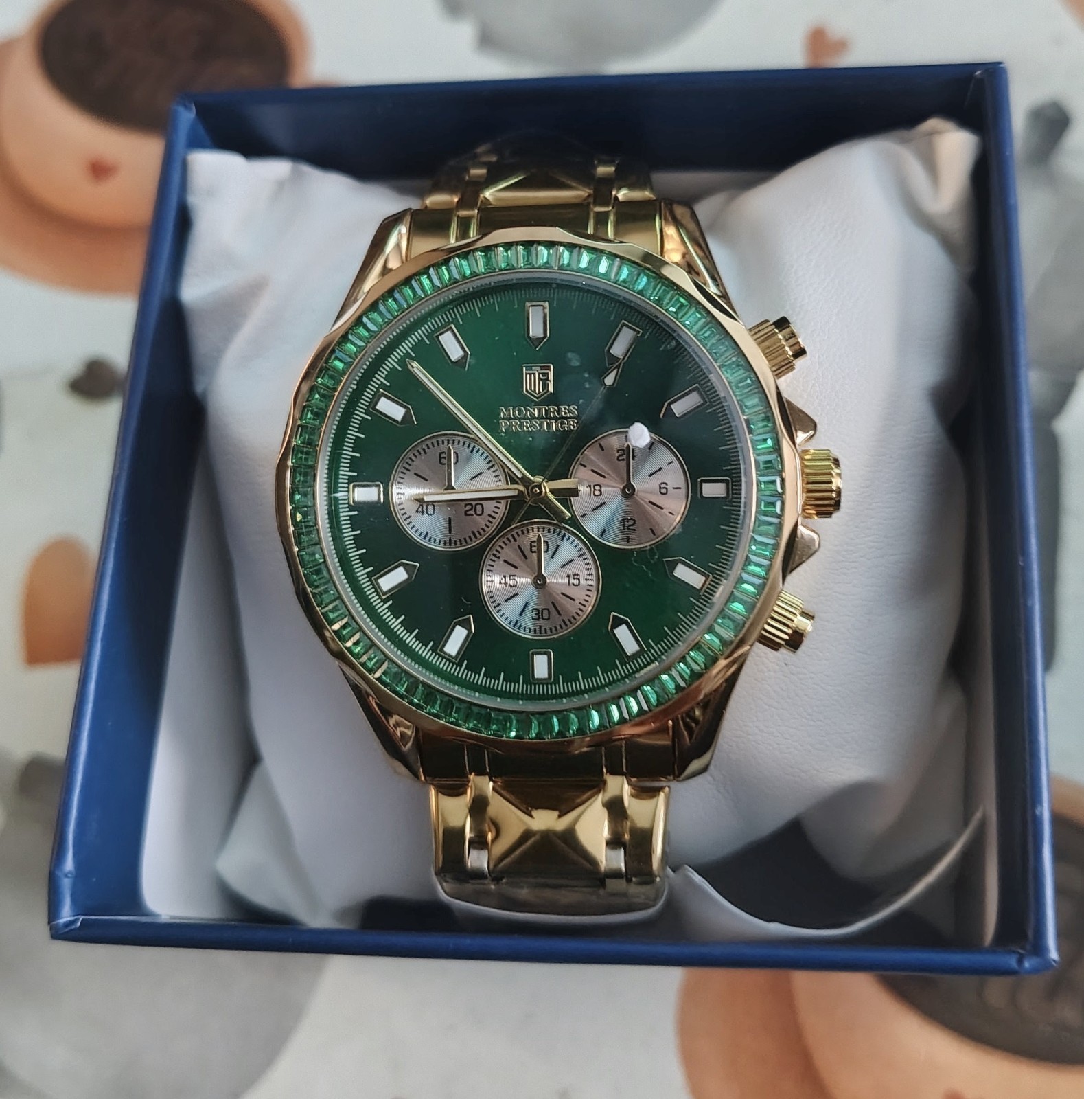 Montres Prestige X Invicta Men’s 44mm Quartz Watch -Green/Gold Tone mpw-0351