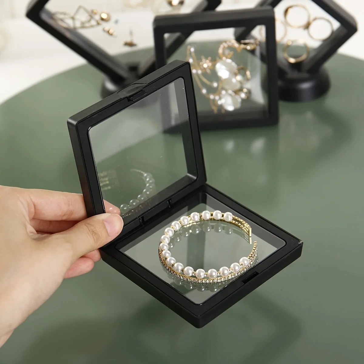 10PCS Floating Display Box 3D Suspension Jewelry Storage Case for Coins Rings
