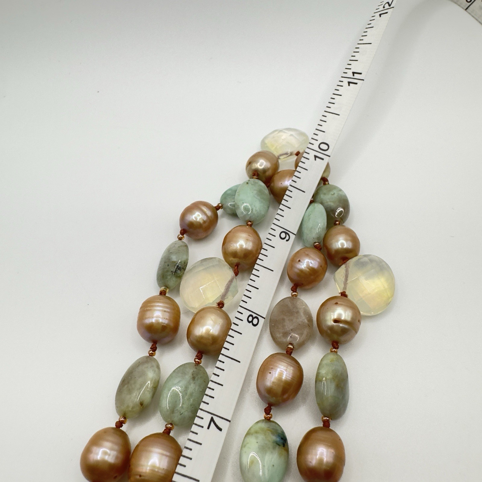 Pearl & Gemstone Necklace Double Strand Chunky Sterling Clasp Studio Stunning