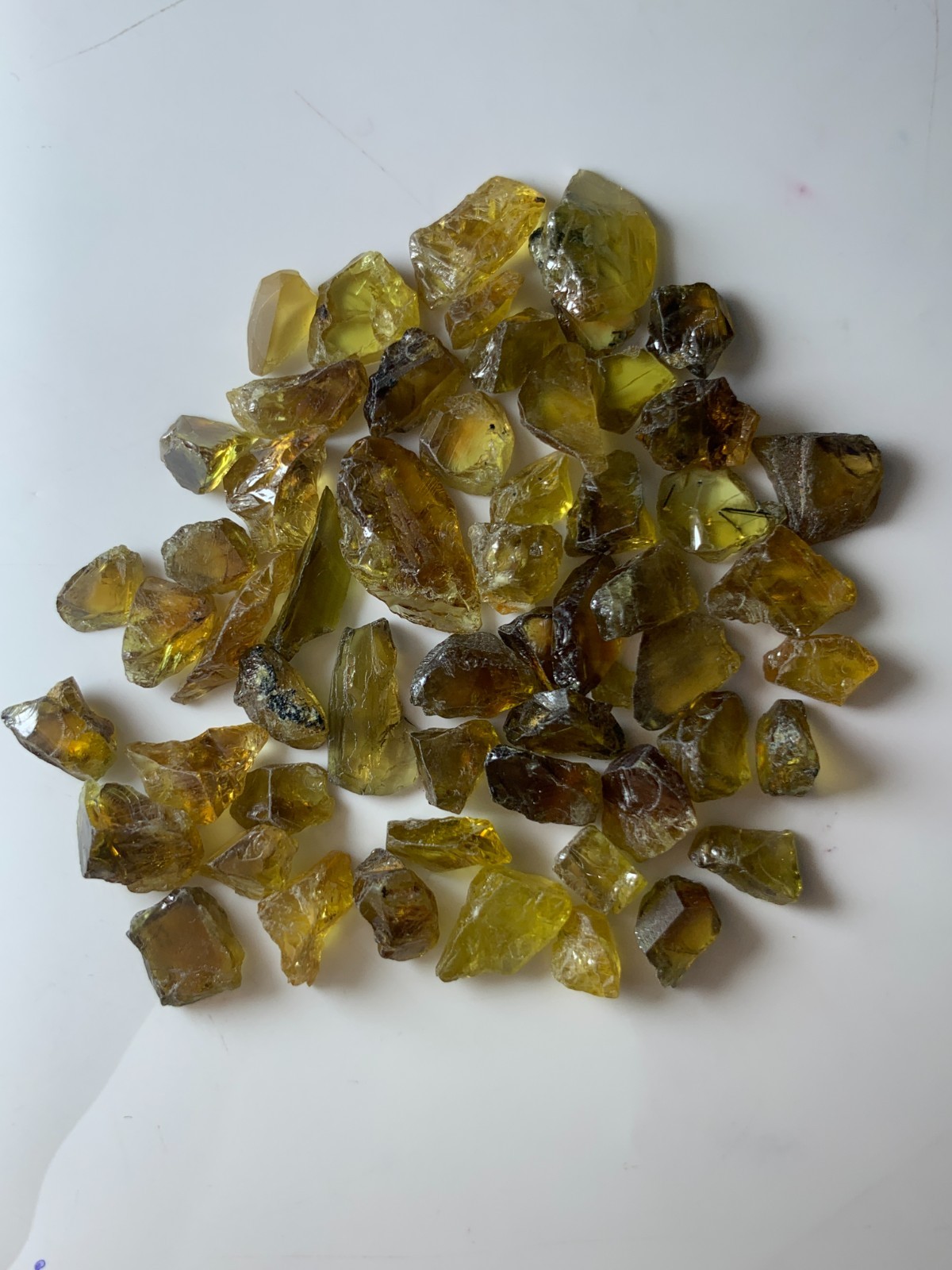 53 Ct Natural Sphene (Titanite) Rough Lot | Yellow-Green Fire Dispersion | Pak