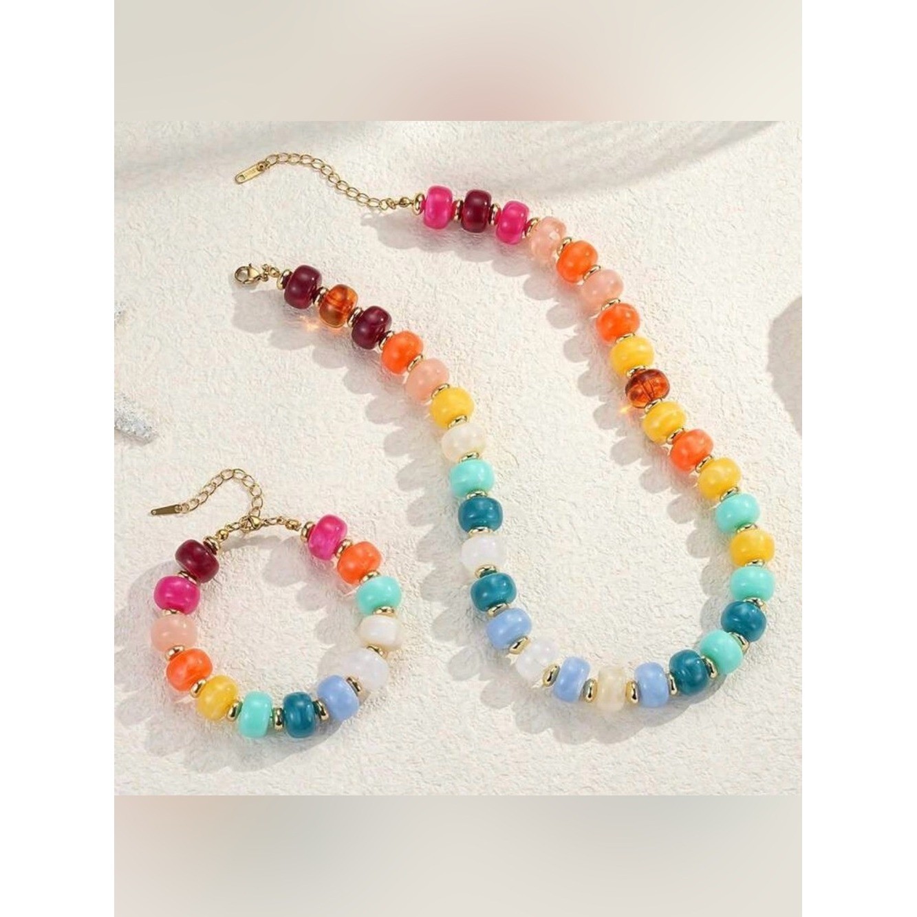 Colorful Bead Necklace & Bracelet Set